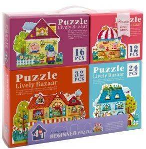  MIDEER 4 IN 1 PUZZLE- FAIRY TOWN 84  [MD3017]