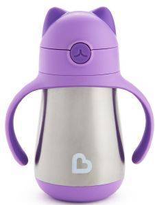 -  MUNCHKIN COOL CAT - STAINLESS STRAW CUP 237ML- PURPLE