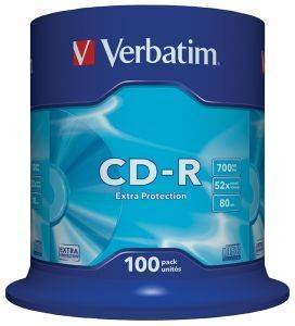 VERBATIM CD-R 80MIN - 700 MB EXTRA PROTECTION 52X CAKEBOX 100
