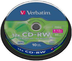 VERBATIM CD-RW 12X 700MB CAKEBOX 10