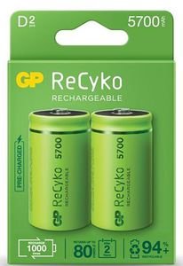 RECHARGEABLE BATTERY GP R20 5700MAH NIMH RECYKO 2PC IN BLISTER GP