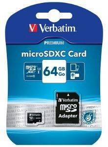 VERBATIM 44084 MICRO SDXC 64GB CLASS 10 WITH ADAPTER