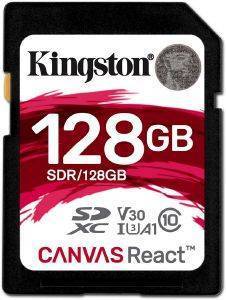 KINGSTON SDR/128GB CANVAS REACT 128GB SDXC CLASS 10 U3 V30 A1