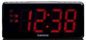 LENCO CR-30BK CLOCK RADIO WITH RED 3-INCH LEDS BLACK