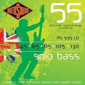    ROTOSOUND RS555LD SOLO BASS 5 STRING STANDARD GAUGE 45-130 STAINLESS STEEL