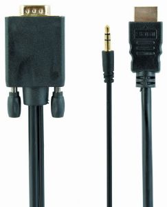 CABLEXPERT A-HDMI-VGA-03-6 HDMI TO VGA AND AUDIO ADAPTER CABLE SINGLE PORT 1.8M BLACK