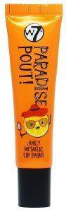 LIP GLOSS W7 PARADISE POUT JUICY METALLIC LIP PAINT OUTRAGEOUS ORANGE 13ML