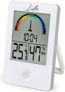 LIFE WES-101 DIGITAL INDOOR THERMOMETER AND HYGROMETER WITH CLOCK WHITE