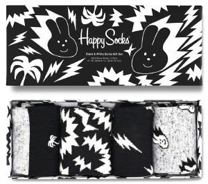 ΣΕΤ ΚΑΛΤΣΕΣ HAPPY SOCKS BLACK & WHITE XBWI09-9100 GIFT BOX 4ΤΜΧ