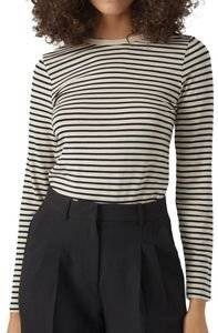 ΜΠΛΟΥΖΑ ΜΑΚΡΥΜΑΝΙΚΗ VERO MODA VMFIONA ΡΙΓΕ 10298360 ΜΠΕΖ/ΜΑΥΡΟ