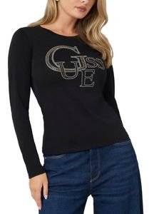 ΜΠΛΟΥΖΑ ΜΑΚΡΥΜΑΝΙΚΗ GUESS STUDDED W4BI29I3Z14 ΜΑΥΡΟ