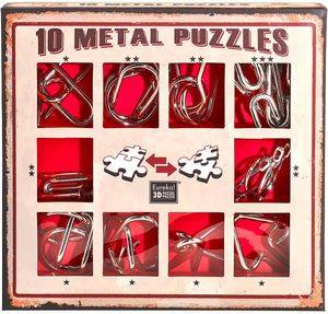 SET OF 10 METAL PUZZLES RED EUREKA