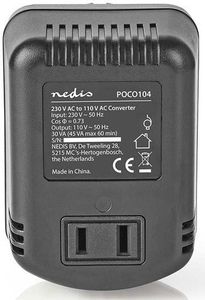NEDIS POCO104 POWER CONVERTER 230 V AC - 110V AC 45 W UNEARTHED USA OUTPUT