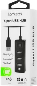LAMTECH 4-PORT USB HUB BLACK LAM021479
