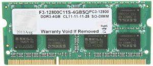 G.SKILL F3-12800CL11S-4GBSQ 4GB SO-DIMM DDR3 PC3-12800 1600MHZ