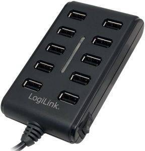 LOGILINK UA0125 USB 2.0 10-PORT HUB WITH ON/OFF SWITCH BLACK