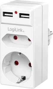 LOGILINK PA0276 SOCKET ADAPTER 1X CEE 7/3 + 2X USB-A