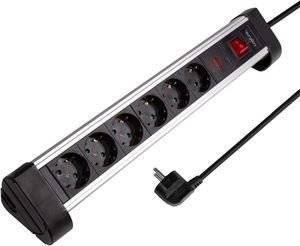 LOGILINK LPS215 TABLE OUTLET STRIP 6X SCHUKO SOCKETS WITH SWITCH/CHILD PROTECTION 1.4M ALUMINIUM