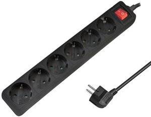LOGILINK LPS202B 6-SOCKET OUTLET STRIP WITH SWITCH/CHILD PROTECTION 1.5M BLACK