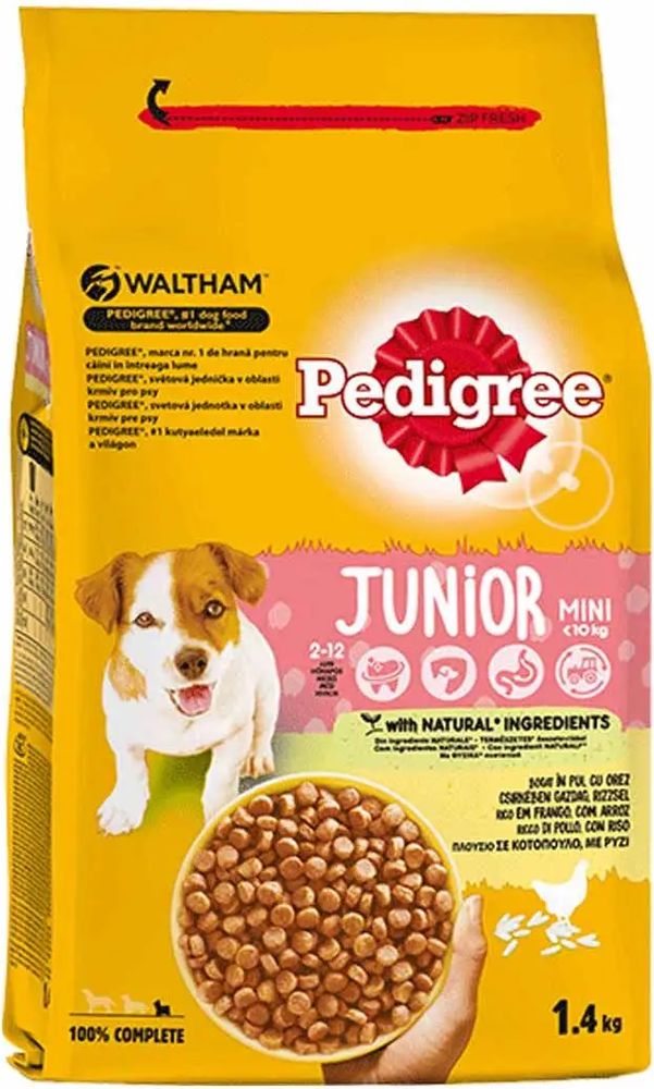 PEDIGREE ΤΡΟΦΗ ΣΚΥΛΟΥ PEDIGREE JUNIOR MINI ΜΕ ΚΟΤΟΠΟΥΛΟ ΚΑΙ ΡΥΖΙ 1,4KG