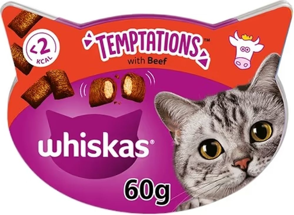 WHISKAS ΣΝΑΚ WHISKAS TEMPTATIONS ΜΟΣΧΑΡΙ (60GR)