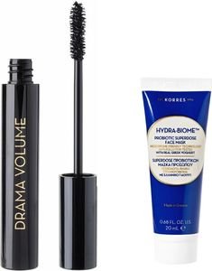 MASCARA KORRES DRAMA VOLUME VOLCANIC MINERALS BLACK 01 &    GREEK YOGHURT (20ML)