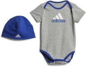 ΣΕΤ ADIDAS PERFORMANCE ESSENTIALS BIG LOGO BODYSUIT AND BEANIE GIFT SET ΓΚΡΙ (68 CM)