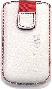 LEATHER POUCHE ANILINE CASE WHITE - RED SEW  NOKIA 6700 SLIDE