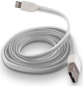 FOREVER USB CABLE FOR APPLE IPHONE 5/6 WHITE SILICONE FLAT BOX