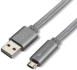 4SMARTS GLEAMCORD + CHARGE NOTICE MICRO-USB DATA CABLE 15CM GREY