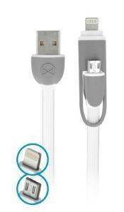 FOREVER MICRO USB + LIGHTNING CABLE WHITE