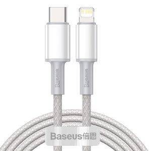 BASEUS HIGH DENSITY BRAIDED FAST CHARGING DATA CABLE TYPE-C TO LIGHTNING PD 20W 2M WHITE