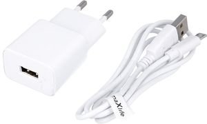 MAXLIFE UNIVERSAL TRAVEL CHARGER MXTC-01 USB 1A + MICRO USB CABLE WHITE