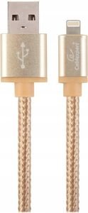 CABLEXPERT CCB-MUSB2B-AMLM-6-G COTTON BRAIDED 8-PIN CABLE WITH METAL CONNECTORS 1.8M BLISTER GOLD
