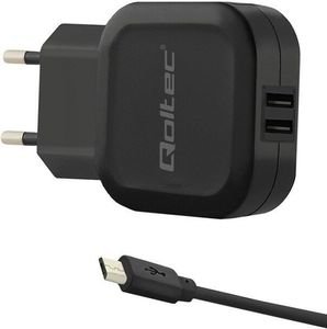 QOLTEC 50187 CHARGER 17W 5V 3.4A 2XUSB +MICRO USB CABLE