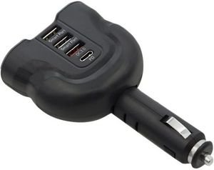 QOLTEC 50641 CAR CHARGER 12-24V 52W 2.4A 2 X USB USB QC 3.0 USB TYPE-C PD 2 X LIGHTER SPLITTER