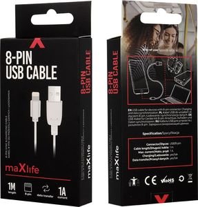 MAXLIFE CABLE FOR APPLE IPHONE / IPAD / IPOD 8-PIN 1A 1M