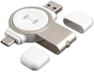 4SMARTS WIRELESS CHARGER VOLTBEAM MINI 2.5W APPLE WATCH 1-7 WITH USB-A + USB-C PORT WHITE