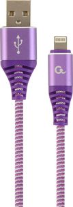 CABLEXPERT CC-USB2B-AMLM-2M-PW PREMIUM COTTON BRAIDED 8-PIN CHARGING CABLE PURPLE/WHITE 2 M