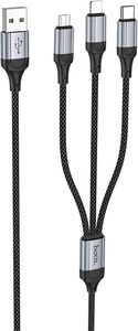 HOCO USB-A TO LIGHTNING / MICROUSB / USB-C CHARGING CABLE X102 3IN1 18W 2A 1M BLACK