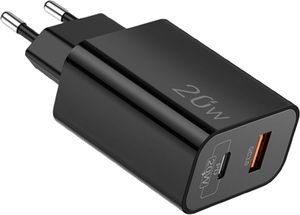 LAMTECH CHARGER USB QC3.0/TYPE-C 20W BLACK LAM114420