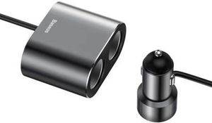 BASEUS HIGH EFFICIENCY ONE TO TWO CIGARETTE LIGHTER(DUAL-CIGARETTE LIGHTER 80W +DUAL USB 3.1A BLAC