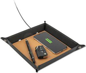 4SMARTS POCKET TRAY ORGANIZER WITH WIRELESS CHARGER 15W BLACK BROWN