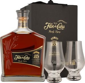 RUM FLOR DE CANA 25  CENTENARIO 700 ML + 2 GLENCAIRN GLASSES GIFT BOX