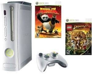 XBOX 360 BUNDLE+INDIANA JONES THE ORIGINAL ADVENTURE+KUNG FU PANDA