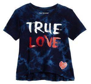 T-SHIRT TRUE RELIGION TRUE LOVE DRAPE TR617SK06 ΜΠΛΕ