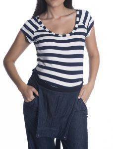 ΜΠΛOΥΖΑ OMOR ΡΙΓΕ ΜΠΛΕ ΣΚΟΥΡΟ/ΛΕΥΚΟ