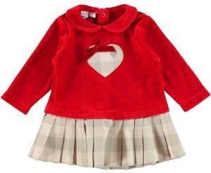 ΒΡΕΦΙΚΟ ΦΟΡΕΜΑ VELOUR IDO CHENILLE DRESS 4.V429/00 ΜΕ ΠΙΕΤΕΣ ΚΟΚΚΙΝΟ/ΜΠΕΖ