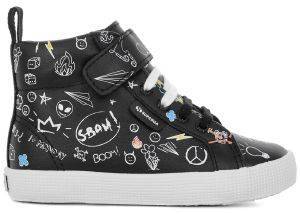 ΜΠΟΤΑΚΙ SUPERGA SYNLEASTRAPBUMPERSCRIBBLESJ S111U3W ΜΑΥΡΟ